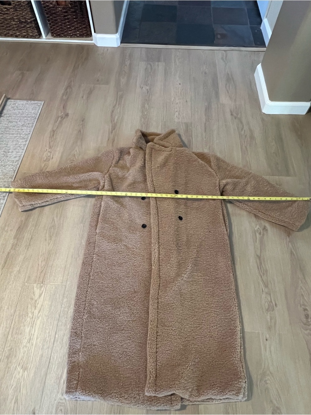 Cozy Teddy Bear Fleece Long Coat in Caramel